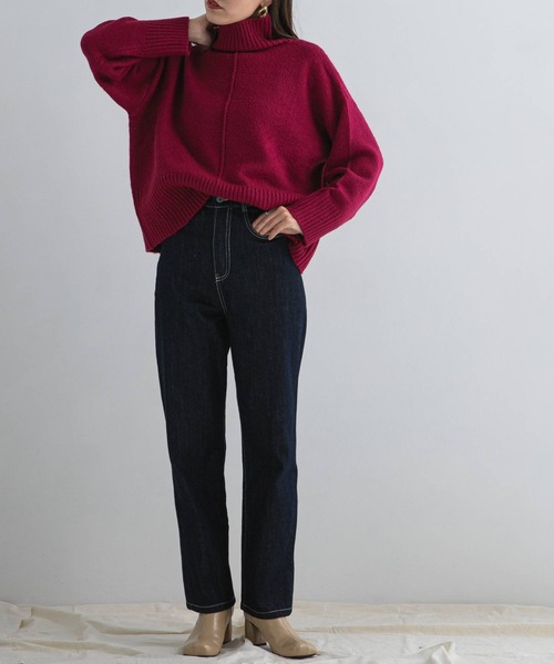 bohmal（ボマール）の「センターシームハイネックニット（ニット/セーター・レディース・グリーン/ピンク/ホワイト/ブラック/ブルー・FREE）」の22枚目の写真