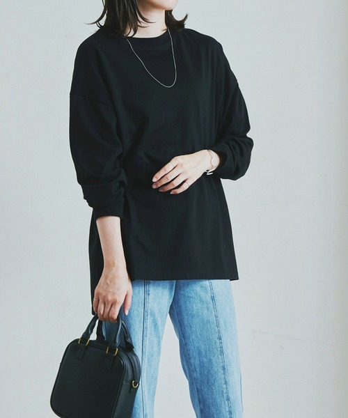 Fizz(フィズ)の「【Fizz/フィズ】 スリット入りチュニック丈ロンTee(チュニック・レディース・ホワイト/ブラック/ベージュ/グレイッシュベージュ・M/L)」の6枚目の写真