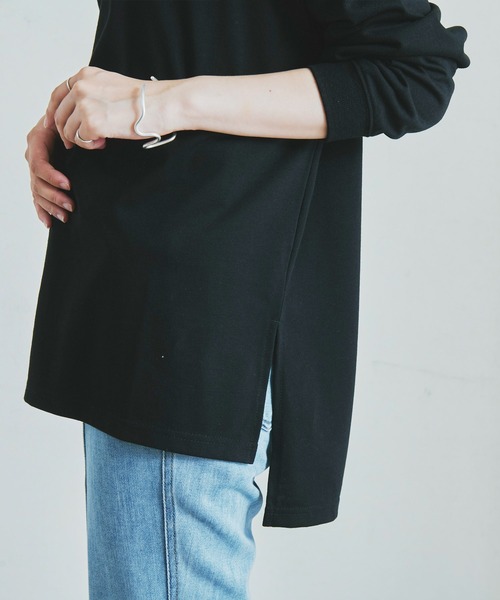 Fizz(フィズ)の「【Fizz/フィズ】 スリット入りチュニック丈ロンTee(チュニック・レディース・ホワイト/ブラック/ベージュ/グレイッシュベージュ・M/L)」の7枚目の写真