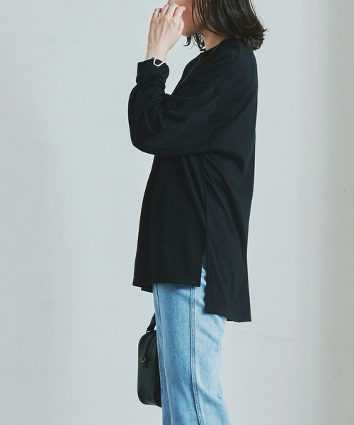 Fizz(フィズ)の「【Fizz/フィズ】 スリット入りチュニック丈ロンTee(チュニック・レディース・ホワイト/ブラック/ベージュ/グレイッシュベージュ・M/L)」の8枚目の写真