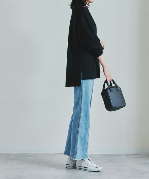 Fizz(フィズ)の「【Fizz/フィズ】 スリット入りチュニック丈ロンTee(チュニック・レディース・ホワイト/ブラック/ベージュ/グレイッシュベージュ・M/L)」の9枚目の写真