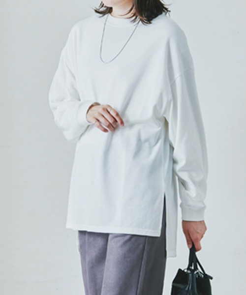 Fizz(フィズ)の「【Fizz/フィズ】 スリット入りチュニック丈ロンTee(チュニック・レディース・ホワイト/ブラック/ベージュ/グレイッシュベージュ・M/L)」の13枚目の写真