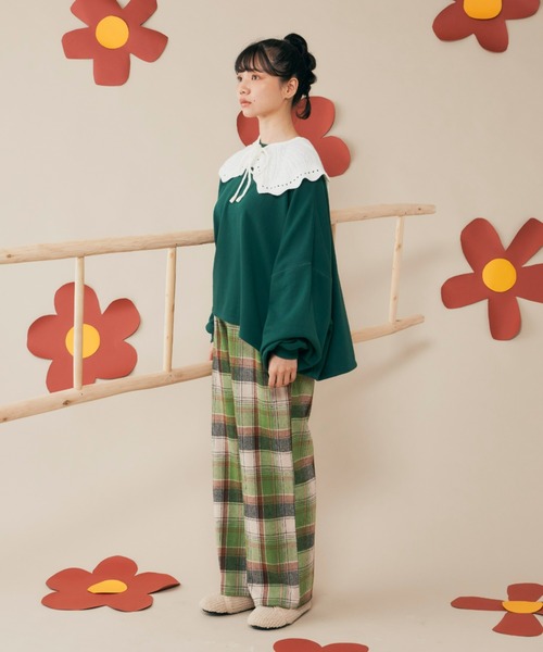MERLOT(メルロー)の「チェックストレートパンツ(スラックス・レディース・ブルー/グリーン・FREE)」の11枚目の写真
