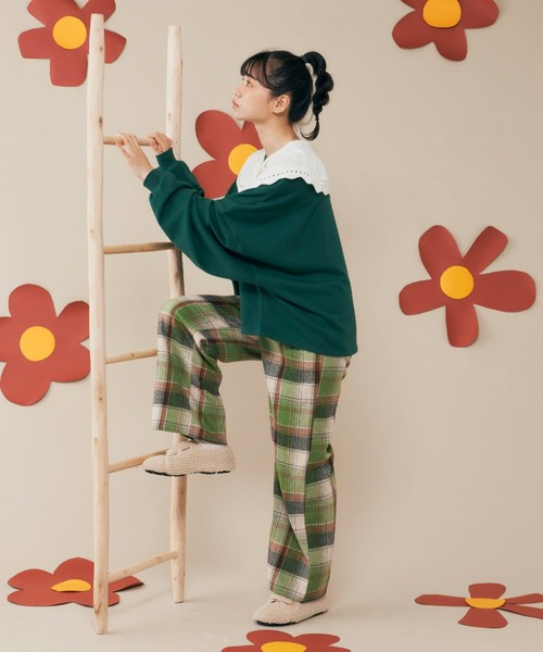 MERLOT(メルロー)の「チェックストレートパンツ(スラックス・レディース・ブルー/グリーン・FREE)」の12枚目の写真