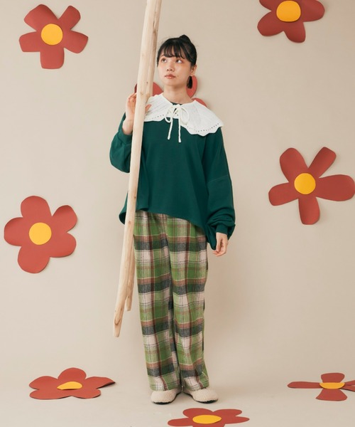 MERLOT(メルロー)の「チェックストレートパンツ(スラックス・レディース・ブルー/グリーン・FREE)」の13枚目の写真