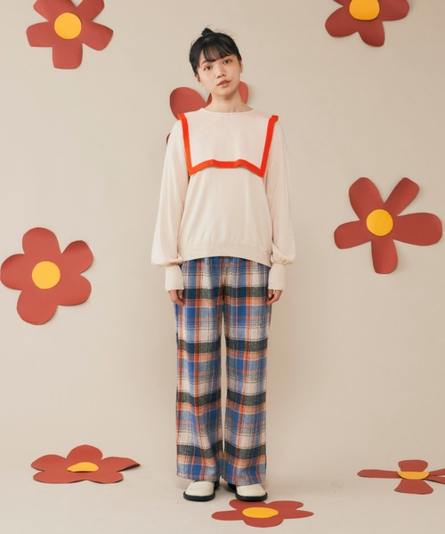 MERLOT(メルロー)の「チェックストレートパンツ(スラックス・レディース・ブルー/グリーン・FREE)」の16枚目の写真