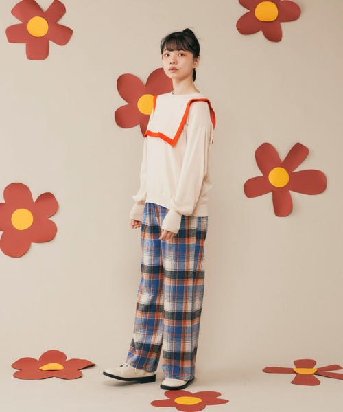 MERLOT(メルロー)の「チェックストレートパンツ(スラックス・レディース・ブルー/グリーン・FREE)」の17枚目の写真