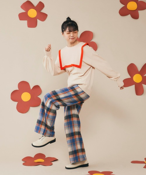MERLOT(メルロー)の「チェックストレートパンツ(スラックス・レディース・ブルー/グリーン・FREE)」の18枚目の写真