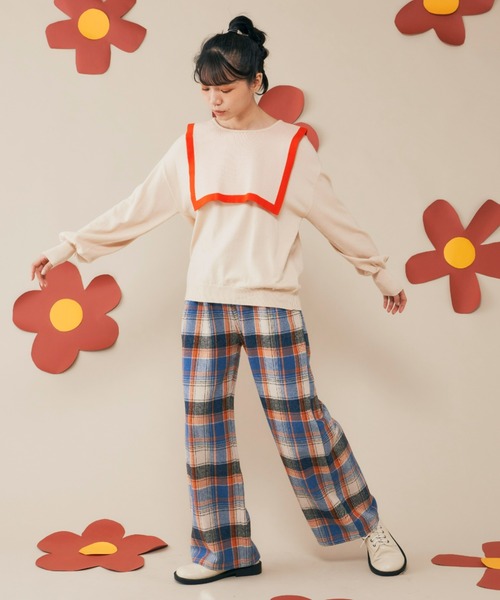 MERLOT(メルロー)の「チェックストレートパンツ(スラックス・レディース・ブルー/グリーン・FREE)」の19枚目の写真