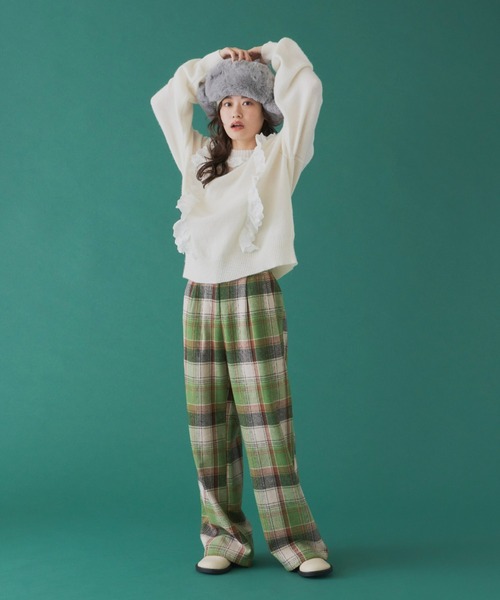 MERLOT(メルロー)の「チェックストレートパンツ(スラックス・レディース・ブルー/グリーン・FREE)」の15枚目の写真