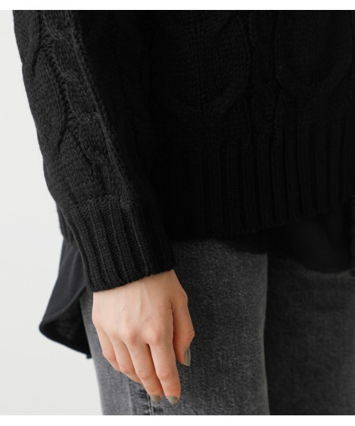 AZUL by moussy（アズールバイマウジー）の「ASYMMETRY CABLE KNIT TOPS/アシメトリーケーブルニットトップス（ニット/セーター・レディース・ダークグリーン/ブラック/ベージュ/マジェンタ・MEDIUM/SMALL）」の19枚目の写真