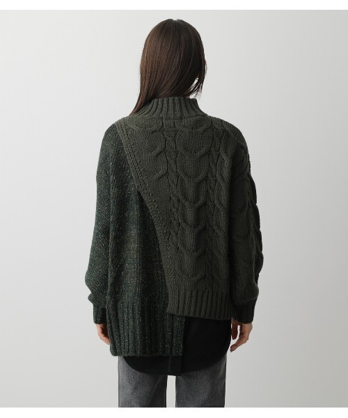 AZUL by moussy（アズールバイマウジー）の「ASYMMETRY CABLE KNIT TOPS/アシメトリーケーブルニットトップス（ニット/セーター・レディース・ダークグリーン/ブラック/ベージュ/マジェンタ・MEDIUM/SMALL）」の16枚目の写真