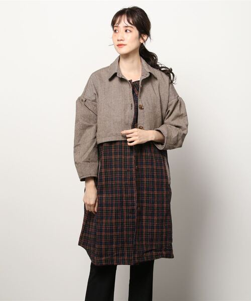 ブラウンファーコート バルーンスリーブ cle blatt コート アウター グランカラーファージャケット レディース