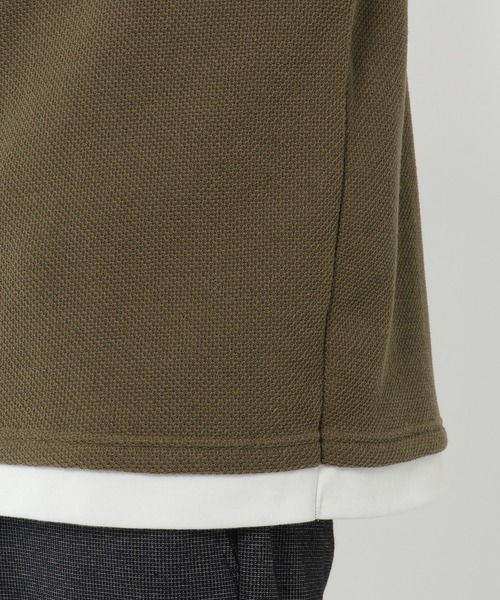 ikka（イッカ）の「ワッフルフェイクベストレイヤードプルオーバー（スウェット・メンズ・オリーブ/ネイビー/キャメル・S/M/L/XL）」の11枚目の写真