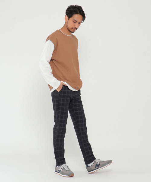 ikka（イッカ）の「ワッフルフェイクベストレイヤードプルオーバー（スウェット・メンズ・オリーブ/ネイビー/キャメル・S/M/L/XL）」の14枚目の写真