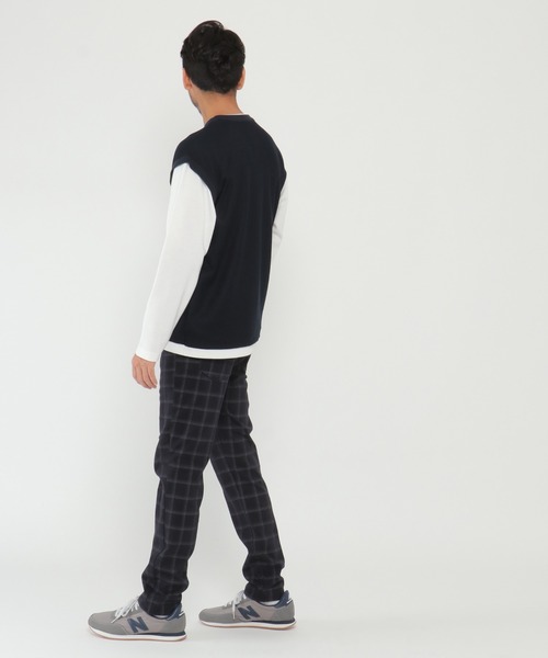 ikka（イッカ）の「ワッフルフェイクベストレイヤードプルオーバー（スウェット・メンズ・オリーブ/ネイビー/キャメル・S/M/L/XL）」の16枚目の写真