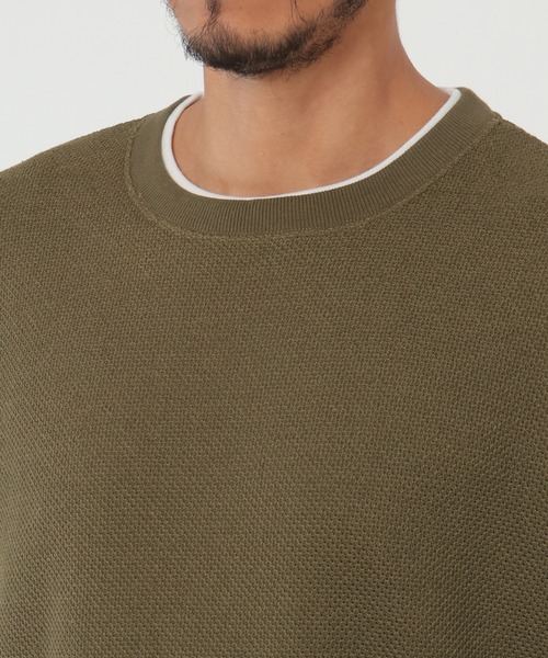 ikka（イッカ）の「ワッフルフェイクベストレイヤードプルオーバー（スウェット・メンズ・オリーブ/ネイビー/キャメル・S/M/L/XL）」の17枚目の写真