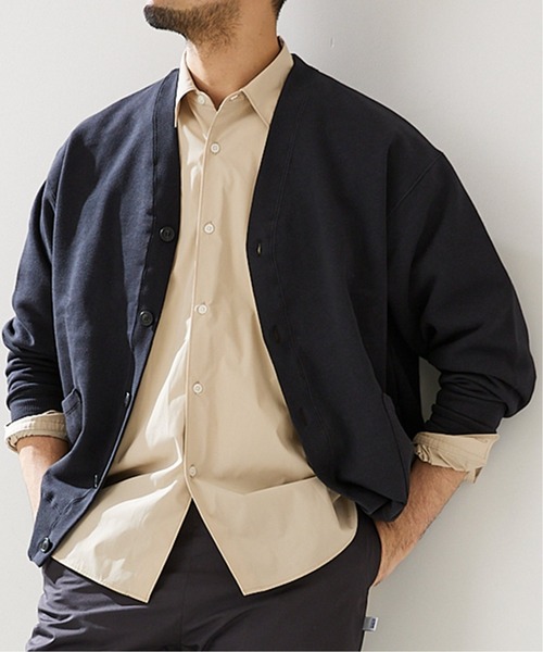 417 EDIFICE（フォーワンセブンエディフィス）の「【Tech Terry / テックテリー】スウェットカーディガン【Made in Japan】（カーディガン/ボレロ・メンズ・オレンジ/ブラック/ネイビー/グリーン/キナリ/イエロー・SMALL/MEDIUM/LARGE）」の3枚目の写真