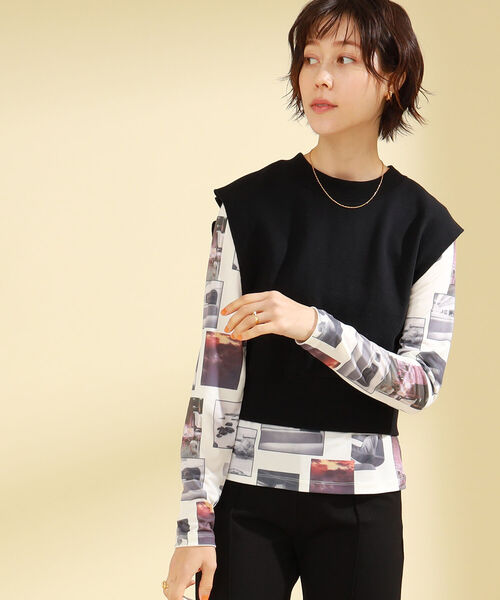 Ray BEAMS（レイビームス）の「Ray BEAMS / スウェット 2way ベスト（ベスト・レディース・ナチュラル/ブラック・ONE SIZE）」の14枚目の写真