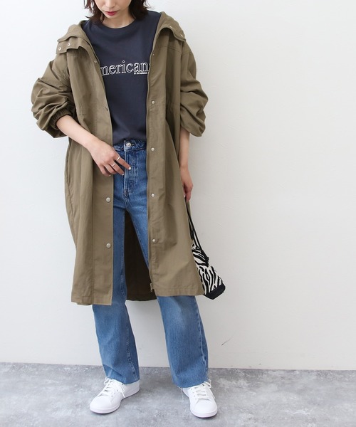 Social GIRL(ソーシャルガール)の「フードマウンテンロングコート(ナイロンジャケット・レディース・ブラック/ベージュ/サンドベージュ/カーキ/マスタード/グリーン/オフホワイト・M/L)」の5枚目の写真