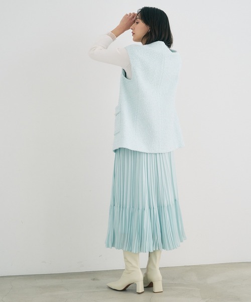 ANAYI（アナイ）の「ソフトローンプリーツ　スカート（スカート・レディース・ベージュ/ネイビー/ミント・38/36）」の17枚目の写真