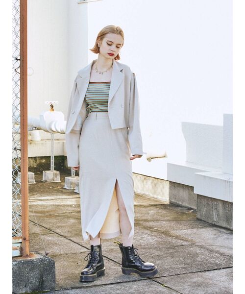 jouetie（ジュエティ）の「ストレートスカート【セットアップ対応】（スカート・レディース・ブラック/グレー/グリーン/アイボリー・MEDIUM）」の6枚目の写真