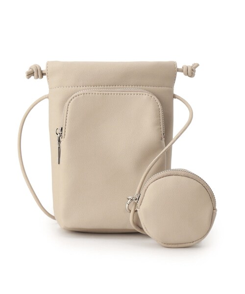 Ober Tashe（オーバータッシェ）の「巾着スマホショルダー（ショルダーバッグ・レディース・ブラック/チョコ/パープル系/サックスブルー・FREE）」の6枚目の写真