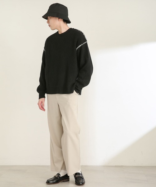 SENSE OF PLACE by URBAN RESEARCH（センスオブプレイスバイアーバンリサーチ）の「ハンドステッチセーター（ニット/セーター・メンズ・ブラック/ミント/ライトベージュ・MEDIUM/LARGE）」の19枚目の写真