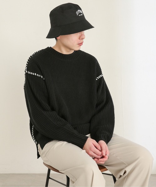 SENSE OF PLACE by URBAN RESEARCH（センスオブプレイスバイアーバンリサーチ）の「ハンドステッチセーター（ニット/セーター・メンズ・ブラック/ミント/ライトベージュ・MEDIUM/LARGE）」の2枚目の写真