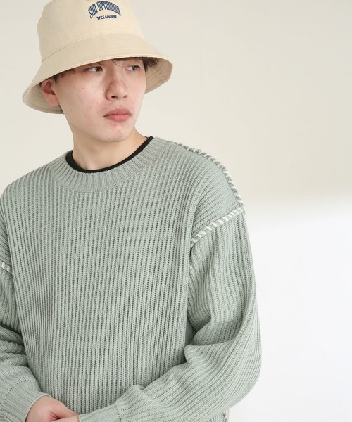 SENSE OF PLACE by URBAN RESEARCH（センスオブプレイスバイアーバンリサーチ）の「ハンドステッチセーター（ニット/セーター・メンズ・ブラック/ミント/ライトベージュ・MEDIUM/LARGE）」の13枚目の写真