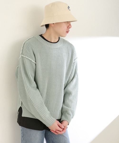 SENSE OF PLACE by URBAN RESEARCH（センスオブプレイスバイアーバンリサーチ）の「ハンドステッチセーター（ニット/セーター・メンズ・ブラック/ミント/ライトベージュ・MEDIUM/LARGE）」の15枚目の写真