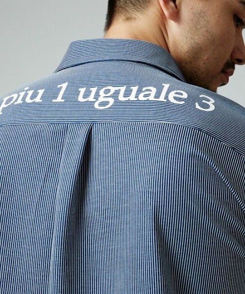 1 piu 1 uguale 3（ウノピゥウノウグァーレトレ）の「STRIPE BIG SHIRTS（シャツ/ブラウス・メンズ・ブラック/ネイビー・Ⅲ/Ⅳ）」の2枚目の写真