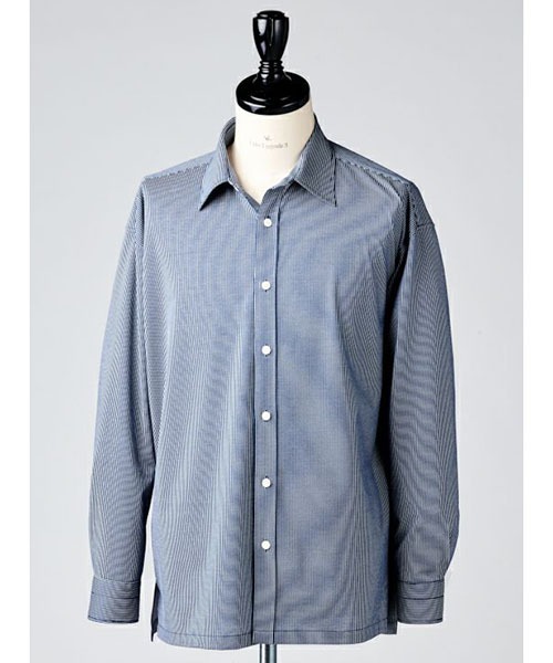 1 piu 1 uguale 3（ウノピゥウノウグァーレトレ）の「STRIPE BIG SHIRTS（シャツ/ブラウス・メンズ・ブラック/ネイビー・Ⅲ/Ⅳ）」の9枚目の写真