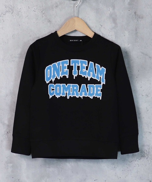 THE CASUAL(カジュアル)の「クルーネックロゴプリントトレーナー キッズ(スウェット・キッズ・ベージュ/パープル/オフホワイト/ミント/モカ/チャコール/ホワイト系/ブラック系1/杢グレー/ブラック系/ブラック系2/ブラック系3/ブラック系5/ブラック系4/グレー系/グリーン系/ブラウン系/ブルー系・150cm/130cm/110cm/140cm/160cm/120cm)」の1枚目の写真