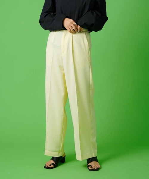 bohmal(ボマール)の「タックセンタープレスワイドストレートパンツ(スラックス・レディース・チェック/ピンク/イエロー・MEDIUM/SMALL/LARGE)」の6枚目の写真