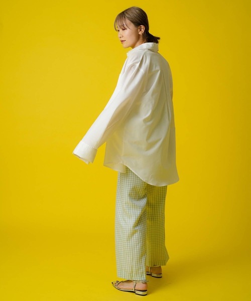 bohmal(ボマール)の「タックセンタープレスワイドストレートパンツ(スラックス・レディース・チェック/ピンク/イエロー・MEDIUM/SMALL/LARGE)」の21枚目の写真