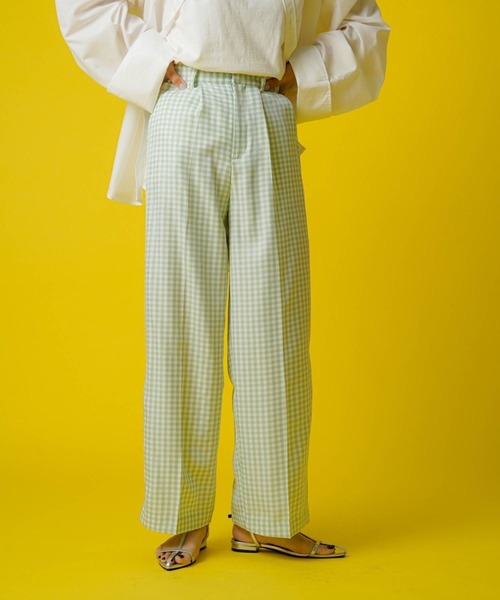 bohmal(ボマール)の「タックセンタープレスワイドストレートパンツ(スラックス・レディース・チェック/ピンク/イエロー・MEDIUM/SMALL/LARGE)」の20枚目の写真