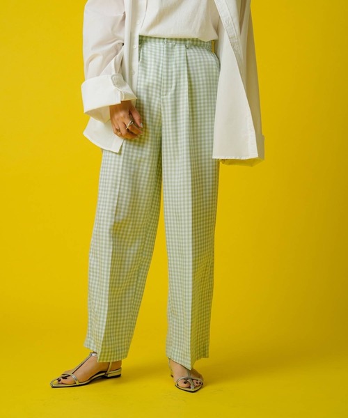 bohmal(ボマール)の「タックセンタープレスワイドストレートパンツ(スラックス・レディース・チェック/ピンク/イエロー・MEDIUM/SMALL/LARGE)」の18枚目の写真