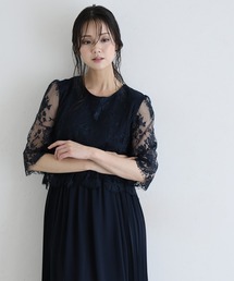 ミモレ丈&七分袖 フォーマル サイド プリーツ 大きいサイズ 結婚式 パーティー ドレス オケージョンドレス お呼ばれ 二次会 成人式 同窓会 謝恩会 20代 30代