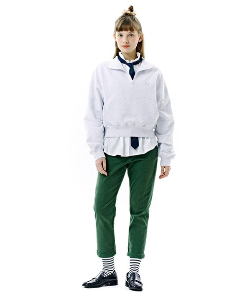 CLOTTY（クロッティ）の「CLOTTY／HALF ZIP UP プルオーバー 2276409（スウェット・レディース・ライトグレー/イエロー・FREE）」の3枚目の写真