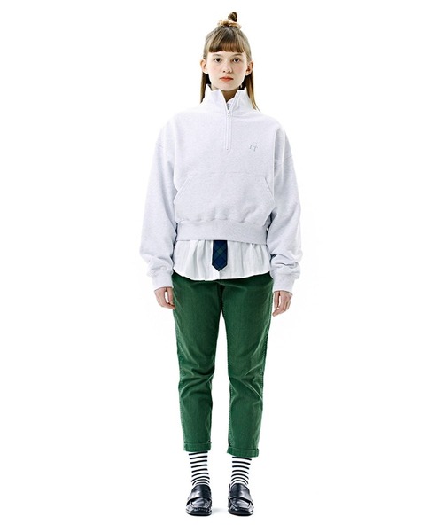 CLOTTY（クロッティ）の「CLOTTY／HALF ZIP UP プルオーバー 2276409（スウェット・レディース・ライトグレー/イエロー・FREE）」の4枚目の写真