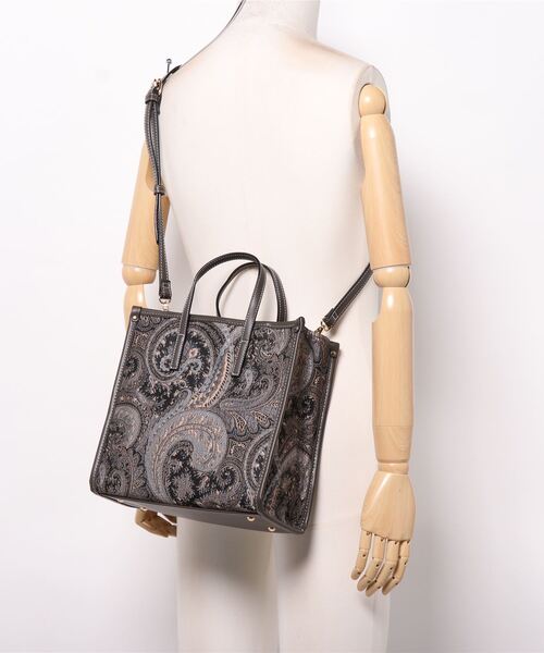 Jines（ジネス）の「NEWペイズリー★トリミングスクエアトートBAG・2022SS（ショルダーバッグ・レディース・ホワイト/ブラック/グレー・FREE）」の19枚目の写真