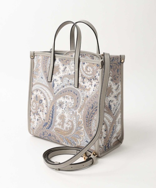 Jines（ジネス）の「NEWペイズリー★トリミングスクエアトートBAG・2022SS（ショルダーバッグ・レディース・ホワイト/ブラック/グレー・FREE）」の3枚目の写真