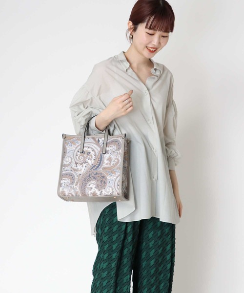 Jines（ジネス）の「NEWペイズリー★トリミングスクエアトートBAG・2022SS（ショルダーバッグ・レディース・ホワイト/ブラック/グレー・FREE）」の9枚目の写真