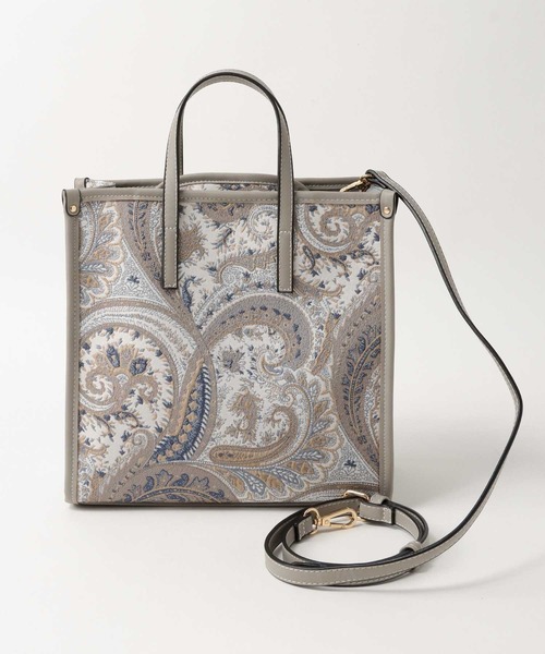 Jines（ジネス）の「NEWペイズリー★トリミングスクエアトートBAG・2022SS（ショルダーバッグ・レディース・ホワイト/ブラック/グレー・FREE）」の14枚目の写真