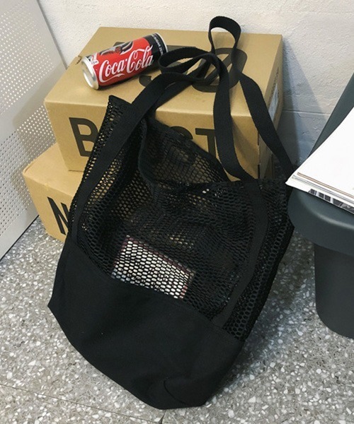 c.u.l(シーユーエル)の「【c.u.l】コットンメッシュトートバッグ cula374(トートバッグ・レディース・ブラック/ホワイト・FREE)」の14枚目の写真