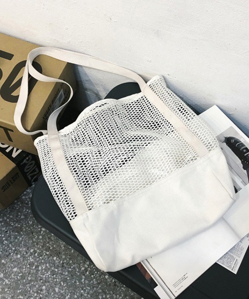 c.u.l(シーユーエル)の「【c.u.l】コットンメッシュトートバッグ cula374(トートバッグ・レディース・ブラック/ホワイト・FREE)」の15枚目の写真