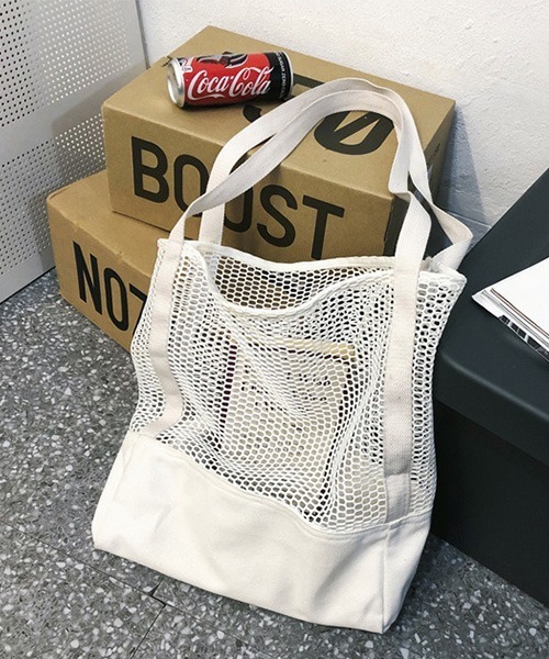 c.u.l(シーユーエル)の「【c.u.l】コットンメッシュトートバッグ cula374(トートバッグ・レディース・ブラック/ホワイト・FREE)」の16枚目の写真