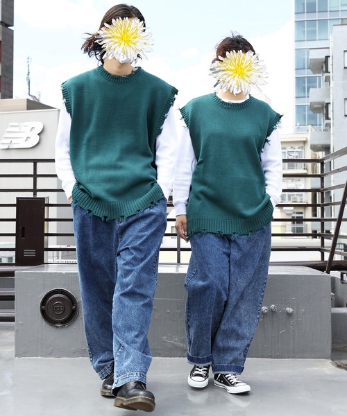 8(eight)(エイト)の「ダメージベスト(ベスト・メンズ・アイボリー/チャコール/グリーン/サックスブルー・MEDIUM/LARGE/X-LARGE)」の9枚目の写真