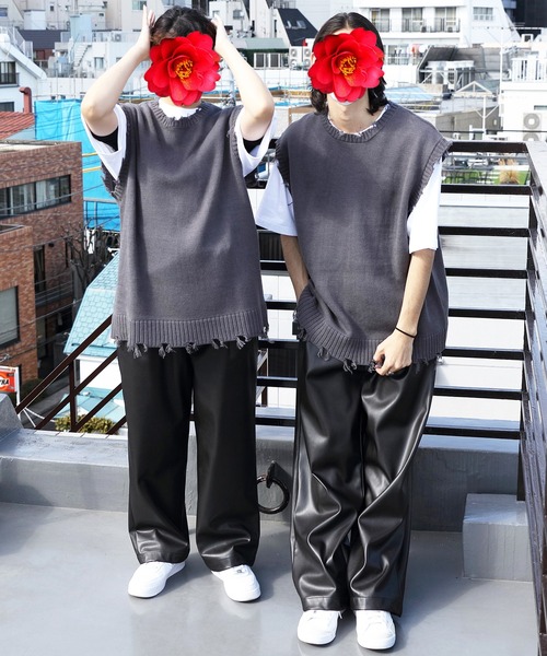 8(eight)(エイト)の「ダメージベスト(ベスト・メンズ・アイボリー/チャコール/グリーン/サックスブルー・MEDIUM/LARGE/X-LARGE)」の21枚目の写真